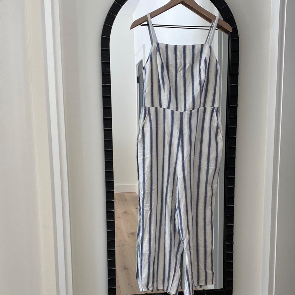 Linen Striped Blue and White Jumpsuit